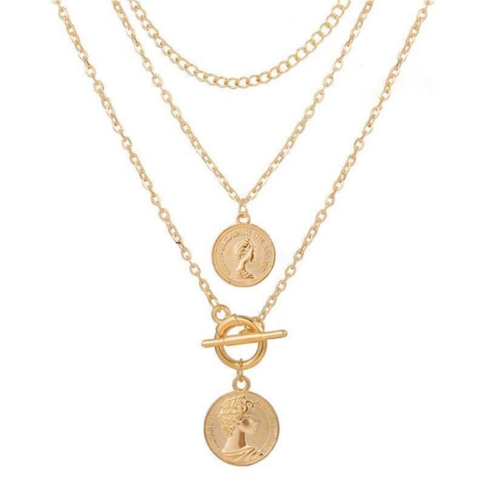 Necklace multilayered Coin Lariat NWT